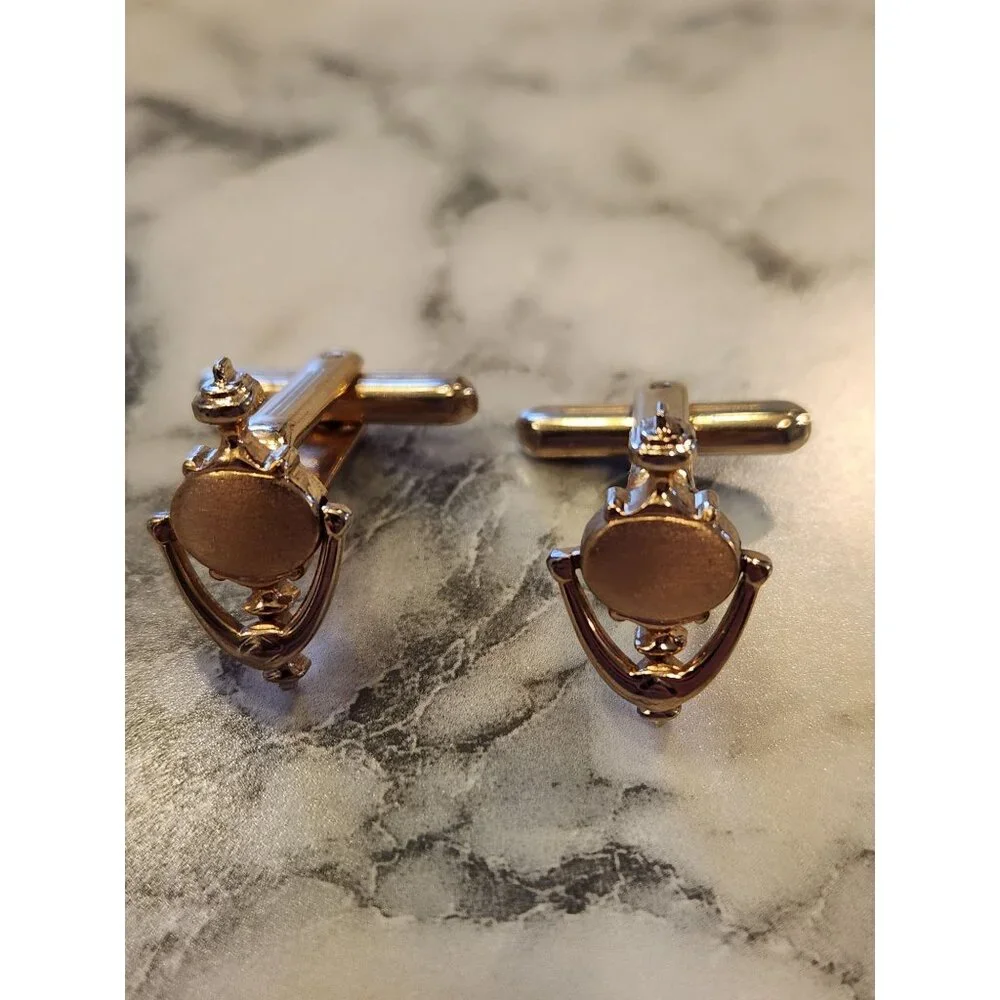 Vintage Hickok USA Gold Tone Articulated Door Knocker Cufflinks